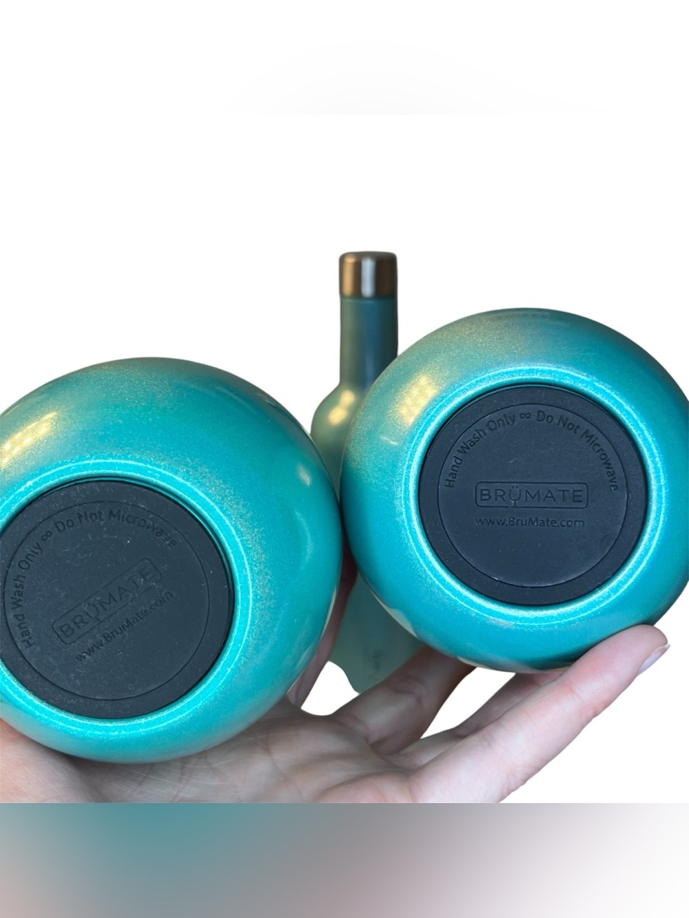 BrüMate Winesulator Turquoise Shimmer Glitter Peacock Canteen Trio With 2 Cups - Picture 6 of 6